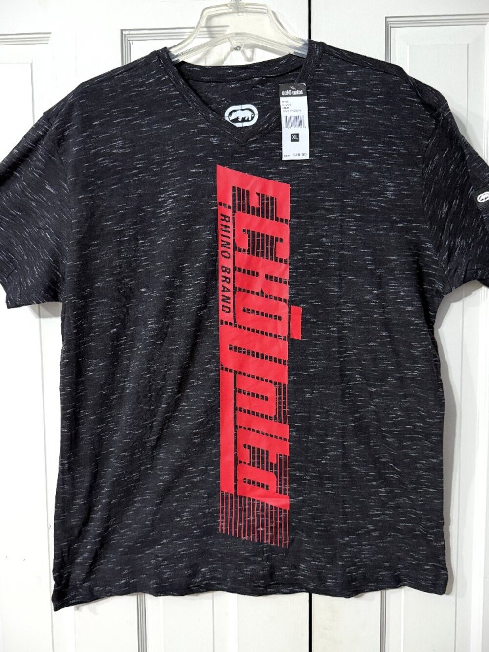 Ecko Unltd Black Spacedye with Red Logo Tee Shirt Men's Size XL NWT